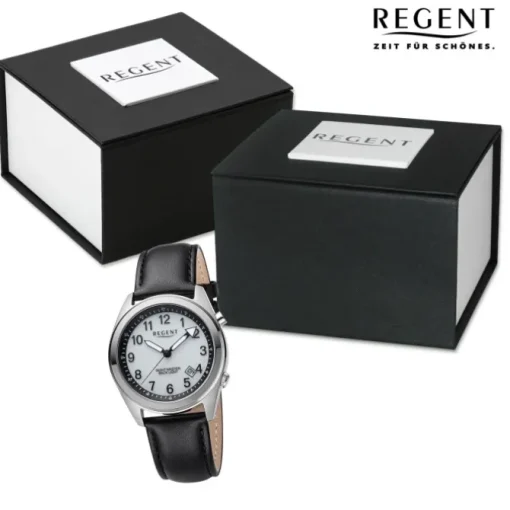 Regent Herren Armbanduhr Analog Lederarmband schwarz URBA772