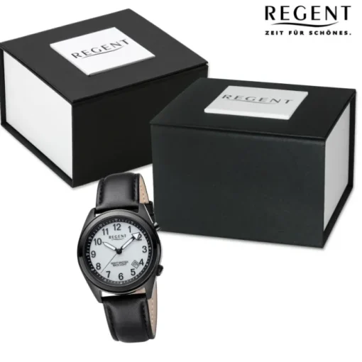 Regent Herren Armbanduhr Analog Lederarmband schwarz URBA773