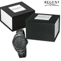 Regent Herren Armbanduhr Analog Metallarmband schwarz URBA817