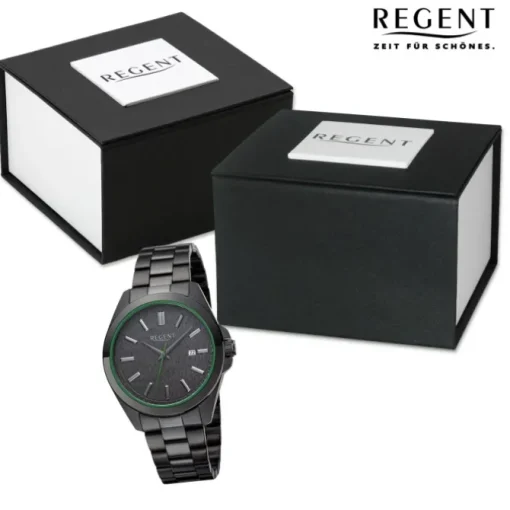 Regent Herren Armbanduhr Analog Metallarmband schwarz URBA817