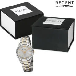 Regent Herren Armbanduhr Analog Metallarmband silber gold URF1527
