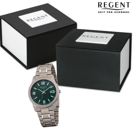 Regent Herren Armbanduhr Analog Metallarmband grau silber URF1447