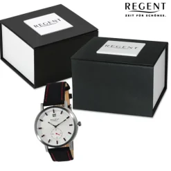 Regent Herren Armbanduhr Analog Lederarmband schwarz rot UR1111576
