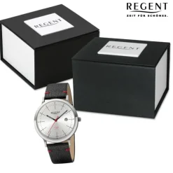 Regent Herren Armbanduhr Analog Lederarmband schwarz rot URBA702