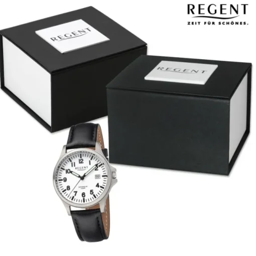 Regent Herren Armbanduhr Analog Lederarmband schwarz UR1092567