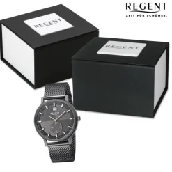 Regent Herren Armbanduhr Analog Metallarmband dunkelgrau URBA534