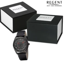 Regent Herren Armbanduhr Analog Lederarmband schwarz URBA764