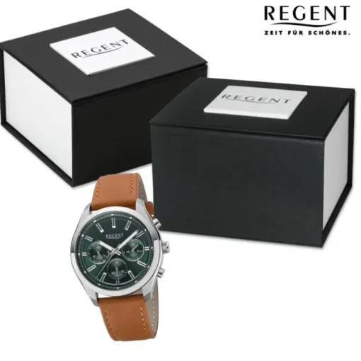 Regent Herren Armbanduhr Analog Lederarmband hellbraun URBA766
