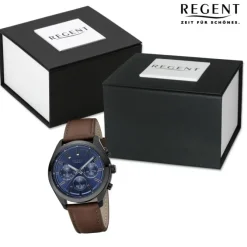 Regent Herren Armbanduhr Analog Lederarmband dunkelbraun URBA767