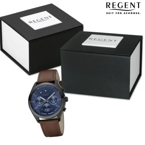 Regent Herren Armbanduhr Analog Lederarmband dunkelbraun URBA767