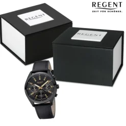 Regent Herren Armbanduhr Analog Lederarmband schwarz URBA768