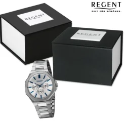Regent Herren Armbanduhr Analog Metallarmband silber URBA769