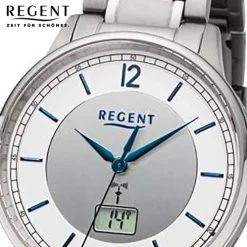 Regent Herren Funkuhr Analog-Digital FR-250 Funk-Uhr Titan silber URFR250