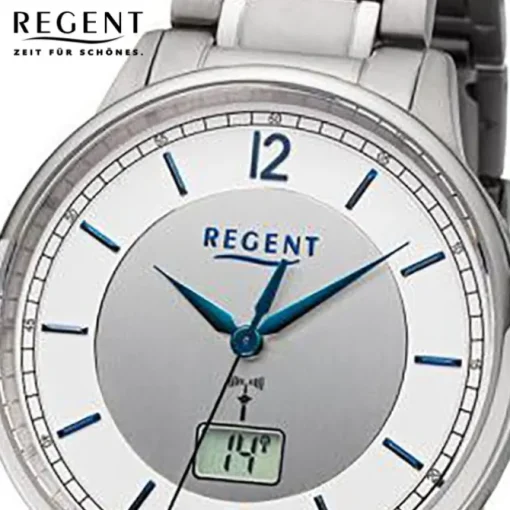 Regent Herren Funkuhr Analog-Digital FR-250 Funk-Uhr Titan silber URFR250