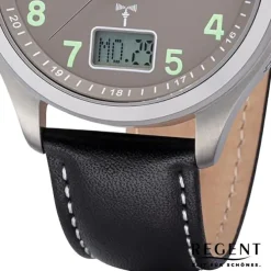 Regent Herren Funkuhr Analog-Digital Lederarmband schwarz UR1501565