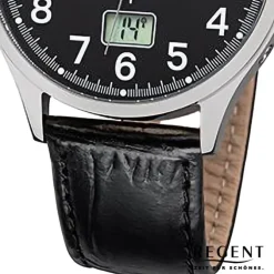 Regent Herren Funkuhr Analog-Digital Lederarmband schwarz URFR272
