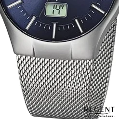 Regent Herren Funkuhr Analog-Digital Metallarmband silber URFR274