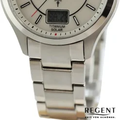 Regent Herren Funkuhr Analog-Digital Metallarmband silber UR1502562