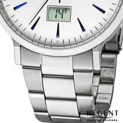Regent Herren Funkuhr Analog-Digital FR-246 Funk-Uhr Metall silber URFR246