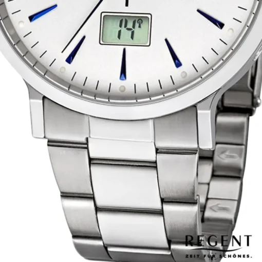 Regent Herren Funkuhr Analog-Digital FR-246 Funk-Uhr Metall silber URFR246