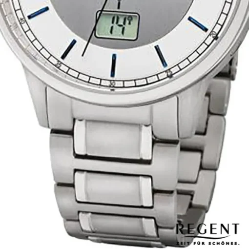 Regent Herren Funkuhr Analog-Digital FR-250 Funk-Uhr Titan silber URFR250