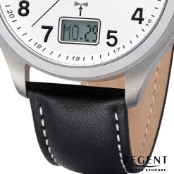 Regent Herren Funkuhr Analog-Digital Lederarmband schwarz UR1501564