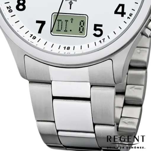 Regent Herren Funkuhr Analog-Digital FR-275 Funk-Uhr Metall silber URBA444