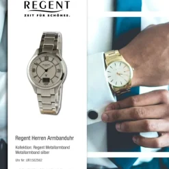Regent Herren Funkuhr Analog-Digital Metallarmband silber UR1502562