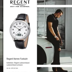 Regent Herren Funkuhr Analog-Digital Lederarmband schwarz UR1501564