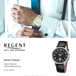 Regent Herren Funkuhr Analog-Digital Lederarmband schwarz URFR272