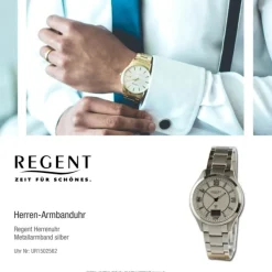 Regent Herren Funkuhr Analog-Digital Metallarmband silber UR1502562