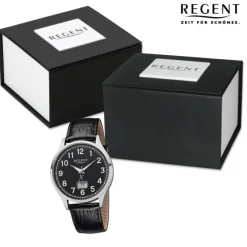 Regent Herren Funkuhr Analog-Digital Lederarmband schwarz URFR272