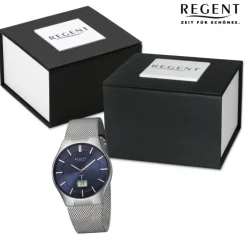 Regent Herren Funkuhr Analog-Digital Metallarmband silber URFR274