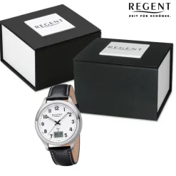 Regent Herren Funkuhr Analog-Digital Lederarmband schwarz UR1501564