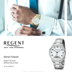 Regent Herren Funkuhr Analog-Digital FR-275 Funk-Uhr Metall silber URBA444