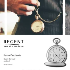 Regent Herren Quarzwerk Taschenuhren silber verchromt URP021