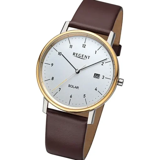 Regent Herren Solaruhr Analog Lederarmband braun URF1549