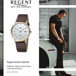 Regent Herren Solaruhr Analog Lederarmband braun URF1549