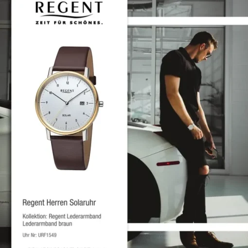 Regent Herren Solaruhr Analog Lederarmband braun URF1549