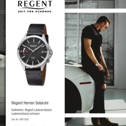 Regent Herren Solaruhr Analog Lederarmband schwarz URF1550