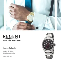 Regent Herren Solaruhr Analog Metallarmband silber URF1540