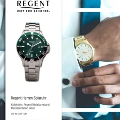 Regent Herren Solaruhr Analog Metallarmband silber URF1544