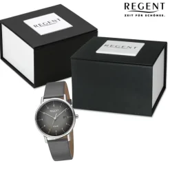 Regent Herren Solaruhr Analog Lederarmband grau URF1547