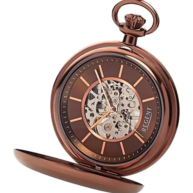 Regent Herren Taschenuhr Analog Gehäuse braun URP709