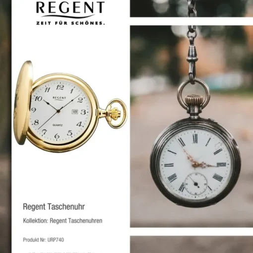 Regent Herren Taschenuhr Analog Gehäuse gold URP740