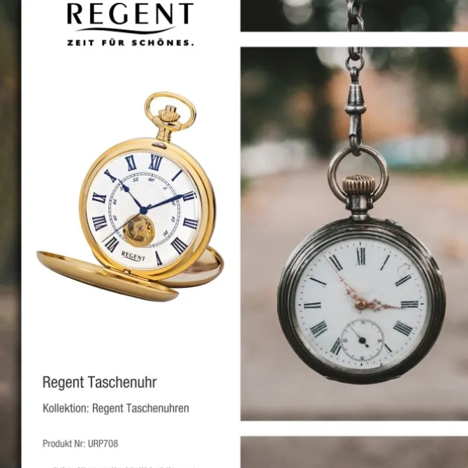 Regent Herren Taschenuhr Analog Gehäuse gold URP708