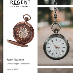 Regent Herren Taschenuhr Analog Gehäuse braun URP709