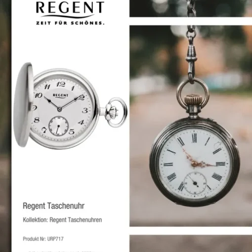 Regent Herren Taschenuhr Analog Gehäuse silber URP717