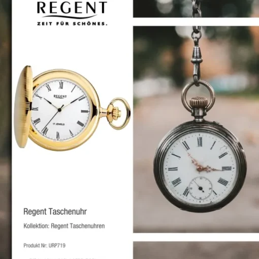Regent Herren Taschenuhr Analog Gehäuse gold URP719