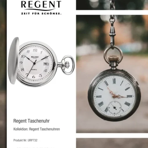 Regent Herren Taschenuhr Analog Gehäuse silber URP732